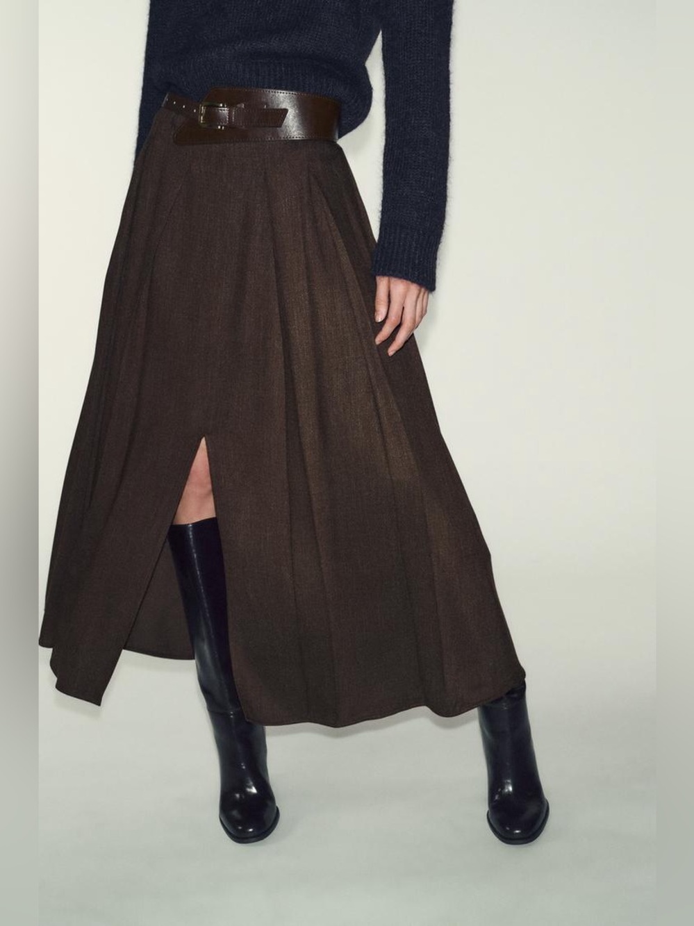 ZARA BELTED MIDI SKIRT